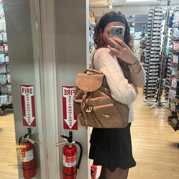Gucci bamboo suede leather backpack